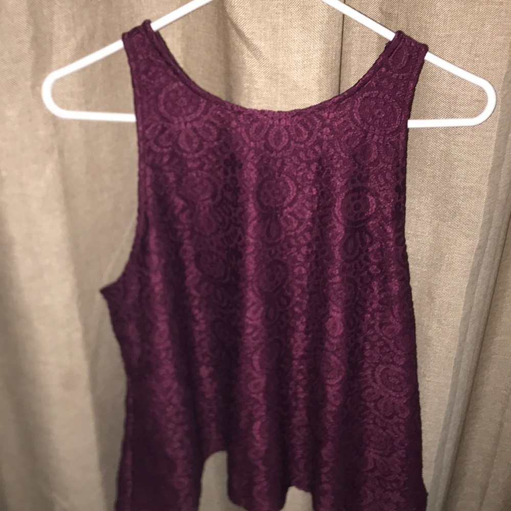 Maroon Lace Tank Top